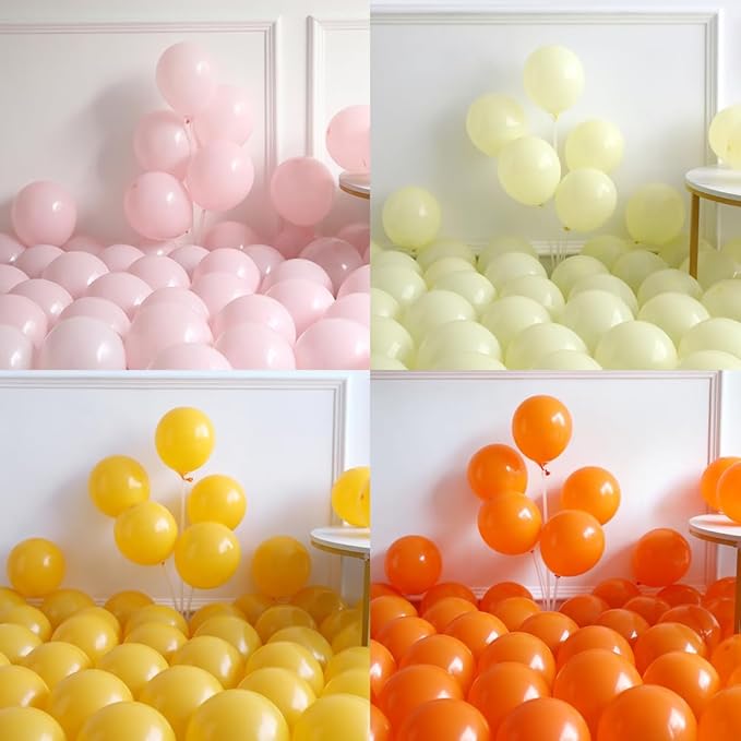 160Pcs Pink Yellow Orange Balloon Garland Arch Kit, Macaron Pastel Pink and Yellow Latex Balloons for Baby In Bloom Birthday Boho Daisy Groovy Spring Party Decorations