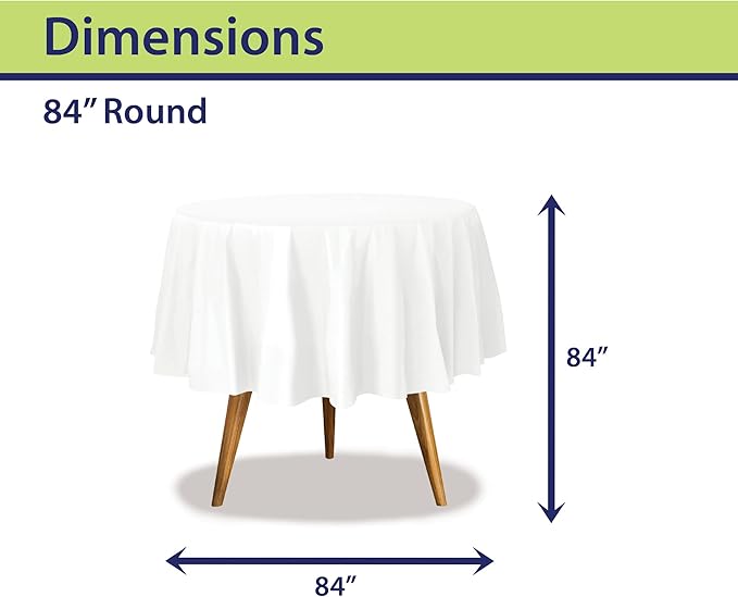 Party Dimensions White Disposable Plastic Tablecloth for Round Tables (36 Pack) Table Cloths for Parties, Events & Weddings, Indoors & Outdoors, 84 inches, Plastic Table Cover