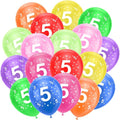 Ainiv 5th Birthday Balloons 18PCS, 12inch Numbers Printed Latex Party Balloons, 5th Anniversary Party Supplies Balloons, Numbers Balloons Decorations for Girls Boys 5 Year Old Birthday Party