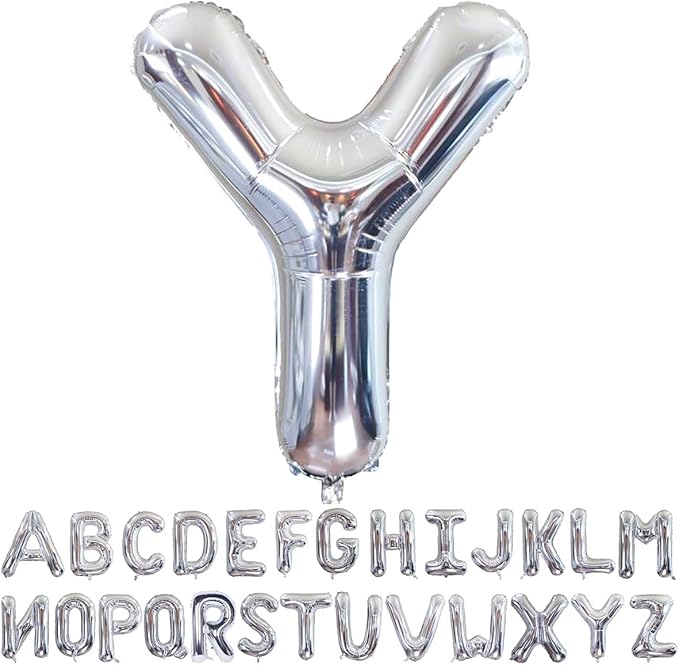 Silver Letter Y Balloons 40 inch Large Alphabet Y Balloons Silver Helium Foil Letter Balloon Banner for Birthday Party Anniversary Wedding Decoration