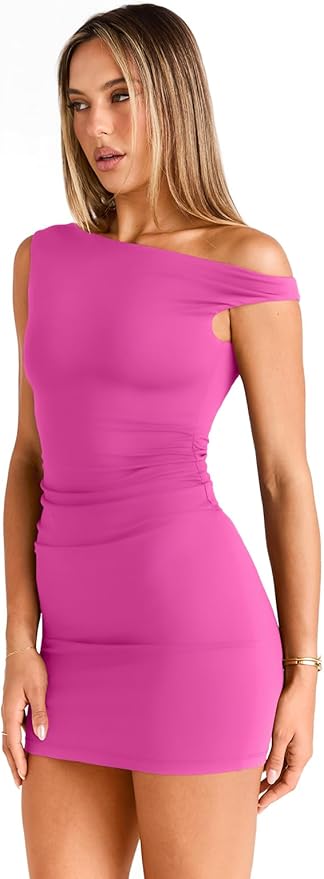 Trendy Queen Womens Mini Summer Dresses 2026 Going Out Off The Shoulder Bodycon Sexy Party Club Spring Fashion Outfits