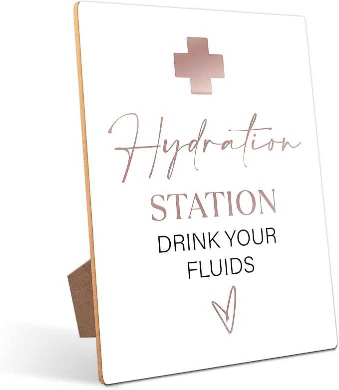 Graduation Hydration Station Bar Sign - Ornaments for Nurse Doctor Retirement Party, Graduation Centerpieces for Tables 2026, 8×11 Wooden Sign with Stand