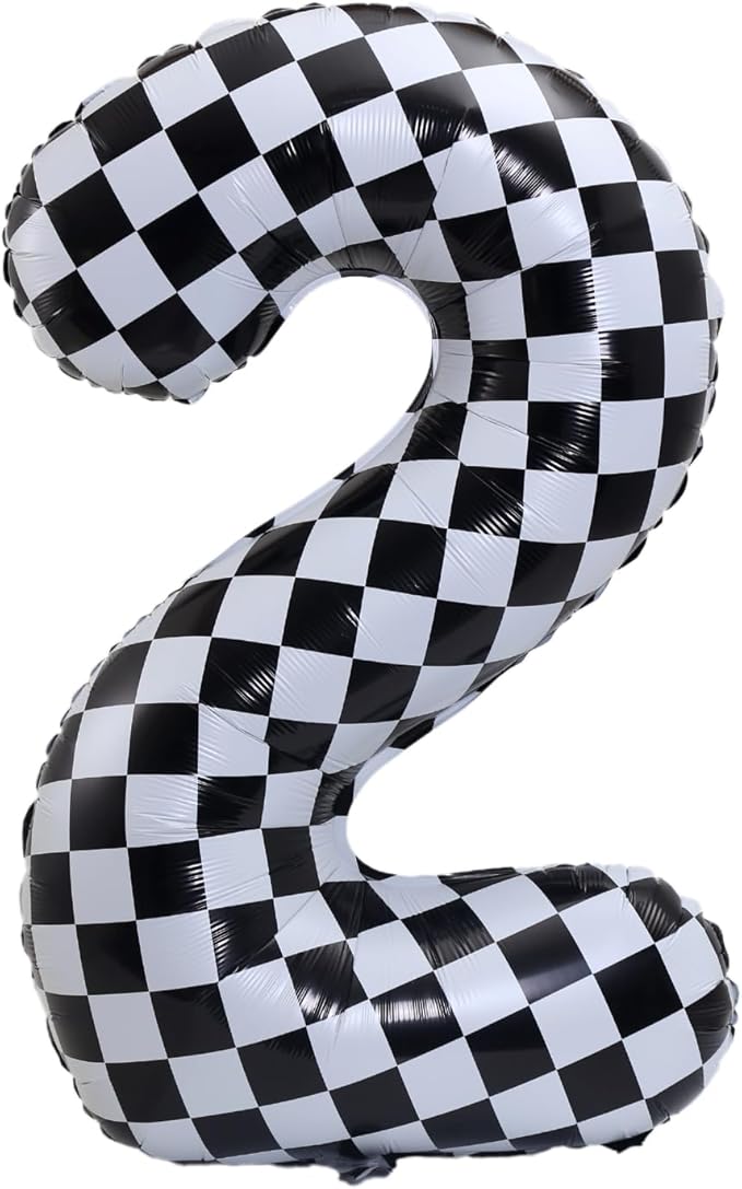 40 Inch Large Foil Helium Number Balloon Birthday Wedding Party 0-9 (Checkered, 2)