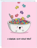 Mothers Day Card Anniversary Birthday for Mom Dad Wife Husband Girlfriend Boyfriend Stepmom Aunt Parents – Cute Funny Punny Greeting Card for Fathers Day – Blank Inside (I cereal-sly love you!)