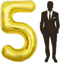65 Inch Giant gold Foil Number Balloon,Old Children's Birthday Party Helium Balloon Wedding And Celebration Themed Party Decoration Supplies (5 Plus)