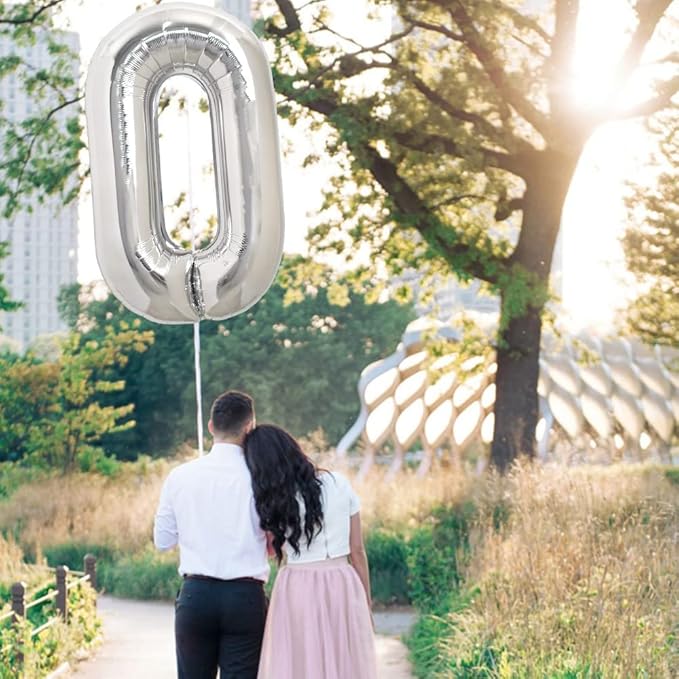 TONIFUL 40 Inch Large Silver Letter O Balloons Helium Balloons,Foil Mylar Big Letter Balloons for 2026 New Year Eve Graduation Wedding Baby Shower Birthday Party Anniversary Supplies Decorations