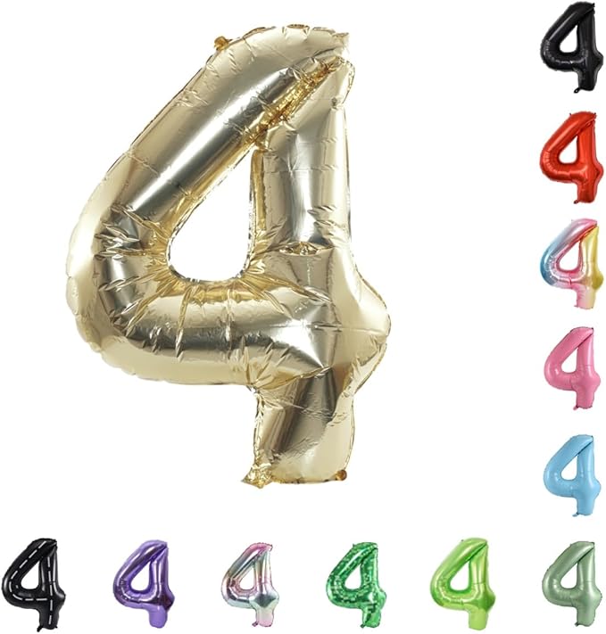 40 Inch Large Foil Helium Number Balloon Birthday Wedding Party 0-9 (Pale Gold, 4)