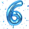 40 inch Blue Number Balloon Giant Foil Helium Balloons Blue Number 6 Balloon for 6th Birthday Party Decorations