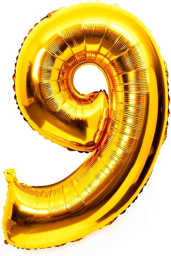 40 Inch Large Foil Helium Number Balloon Birthday Wedding Party 0-9 (Gold, 9)