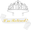 JETKONG Retirement Party Decorations Retired Tiara/Crown, Retired Sash for Women Retirement Gifts, Retirement Party Supplies, Gifts, Favors (Silver)