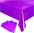 4 Pack Iridescent Plastic Tablecloths Disposable Table Cover Sparkly Foil Table Cloth for Rectangle Tables Party Decorations Birthday Princess Bridal Wedding Christmas Purple, 54 x 108 Inch
