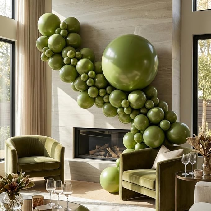 KALOR Olive Green Giant Balloons 36 Inch Large Latex Balloons, 4 Pack Jumbo Round Helium Balloon for Birthday Bridal Shower Wedding Baby Shower Party Decorations