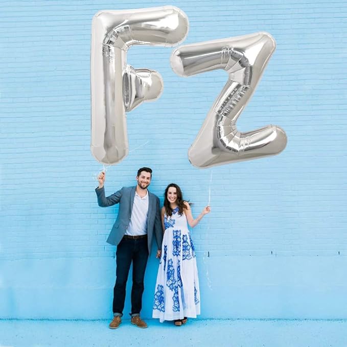 TONIFUL 40 Inch Large Silver Letter F Balloons Helium Balloons,Foil Mylar Big Letter Balloons for 2026 New Year Eve Graduation Wedding Baby Shower Birthday Party Anniversary Supplies Decorations