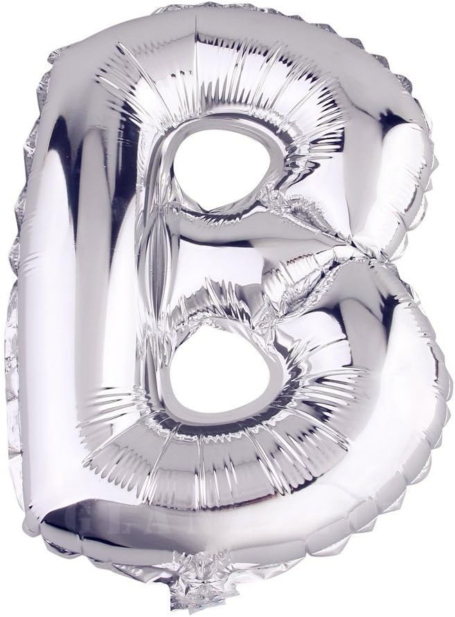 Glanzzeit 16 Inch Silver Foil Balloons Letters A to Z Numbers 0 to 9 for Prom Wedding Birthday Party Decor (Letter B)