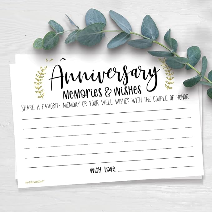 m&h invites Laurel Anniversary Memories and Wishes Cards (50 Count)