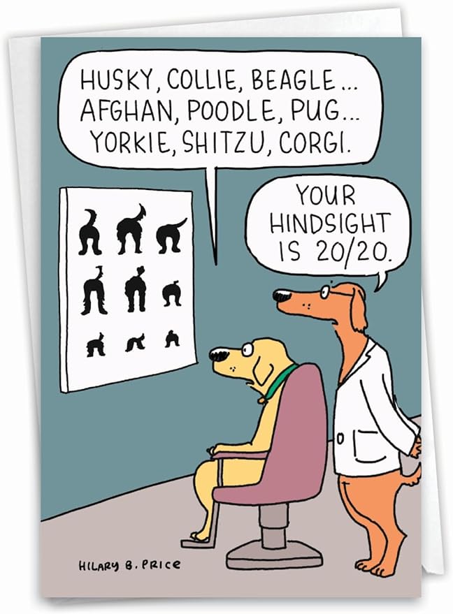NobleWorks - 1 Funny Pet Birthday Card - For Men, Women Dog Lovers, Animal Puppy Jokes, Bday Notecard for Him, Her - Dog Eye Exam C2435BDG