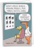 NobleWorks - 1 Funny Pet Birthday Card - For Men, Women Dog Lovers, Animal Puppy Jokes, Bday Notecard for Him, Her - Dog Eye Exam C2435BDG