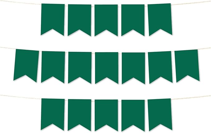 Andaz Press Hanging Pennant Banner with String, Emerald Green, 1-Set, 24 Pennants, Approx. 12-Feet Long