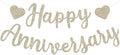 BEISHIDA Champagne Gold Happy Anniversary Banner, Pre-Strung - Glitter Happy Anniversary Banner,NO DIY - Glitter Garland Sign for Wedding Engagement Party Decorations & Decor
