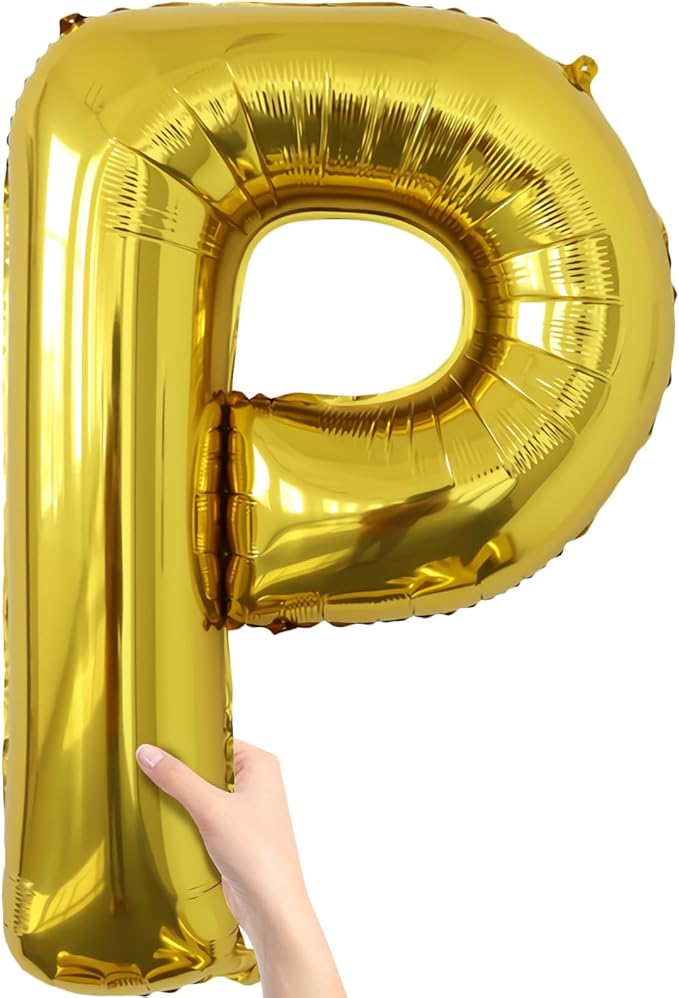 Letter Balloons Gold Party Balloon - 40 Inch Large Gold Letter P Balloon, Letter Balloon Birthday Decorations, Balloon for Women Men Anniversary Party Decorations Supplies
