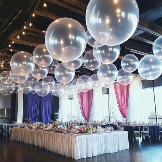 50 Pcs Clear Balloons Kit 18 24 36 Multi Sizes Transparent Giant Balloon, Use for Pool Party Birthdays, Weddings, Events Party Decoration Supplies