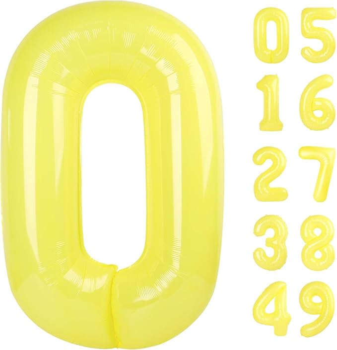 Yellow Helium Number Balloon 40 Inch, Giant Foil Yellow Number 0 Birthday Balloons, Large Numbers 10 20 30 40 50 60 70 80 90 100 2026, Party Celebration Supplies Decorations