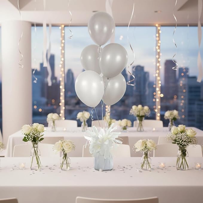 Aluminum Foil Balloon Weights for Parties (24 pcs) - 0.31lb (140g) Each - Premium Balloon Anchors for Birthday, Wedding, Dinner, Indoor & Outdoor Decorations(White 24pcs)