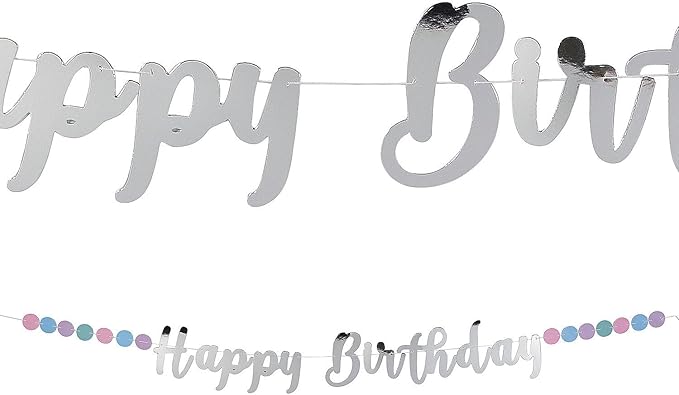 Fun Express 7 ft. x 6" Pastel Dip Dye Party Happy Birthday Garland Decoration