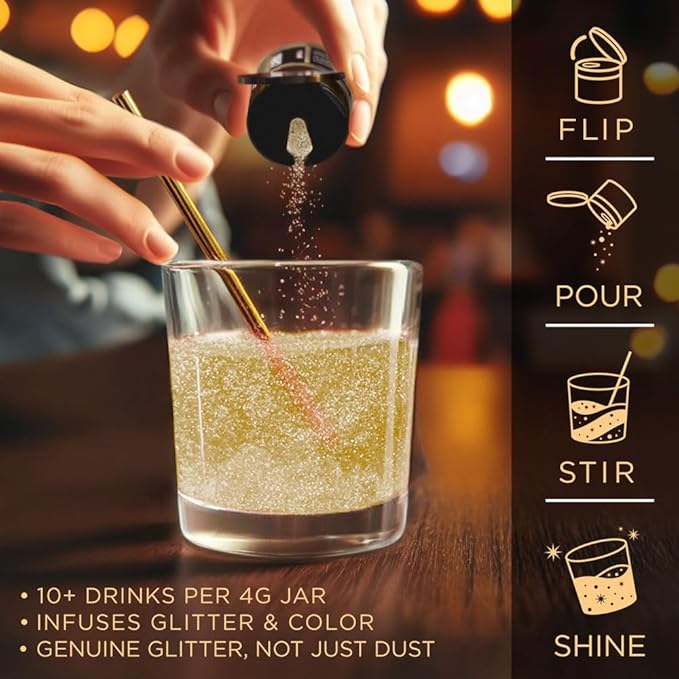 Brew Glitter Edible Glitter for Drinks, Cocktails, Beer, Garnish & Beverages (Gold, 4 Grams)