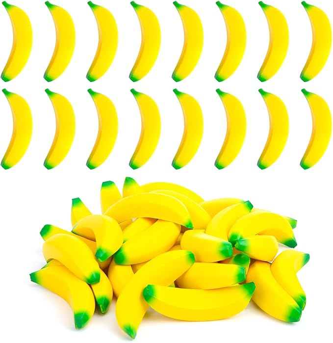 LovesTown 15PCS Banana Stress Toys, Banana Fidget Mini Squeeze Toys for Kids Party Favors