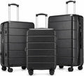 YOETEY Luggage Sets 3 Piece, Expandable Hardshell Suitcase with TSA Lock & Silent Spinner Wheels, Lightweight Hardside Travel Suitcase Set for International Trips (20/24/28 in, Black)