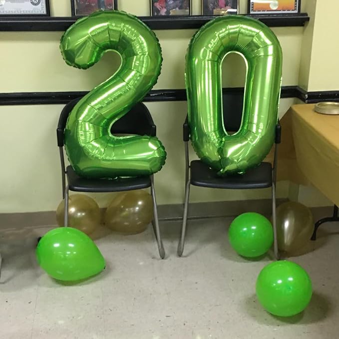 40 Inch Green Number Balloon 2, Large Number Foil Balloons Mylar for Girl Boy Birthday Party Celebration Decorations Supplies, Digital Balloons for Wedding Anniversary Events Decorations