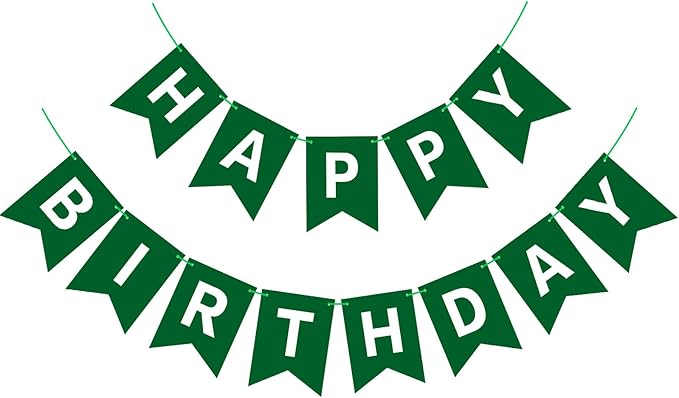 Dark Green Happy Birthday Banner Sign Birthday Bunting Banner Garland for Kids Girl Woman Tea Party Decorations Bunting Flag Party Supplies