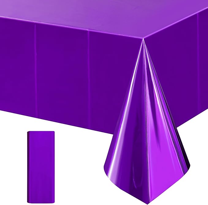 1 Piece Purple Foil Tablecloth 54 * 72inch Lavender Plastic Birthday Party Table Cloths Disposable Waterproof Table Cover for Halloween Bridal Shower Wedding Anniversary Baby Shower Elegant Supplies
