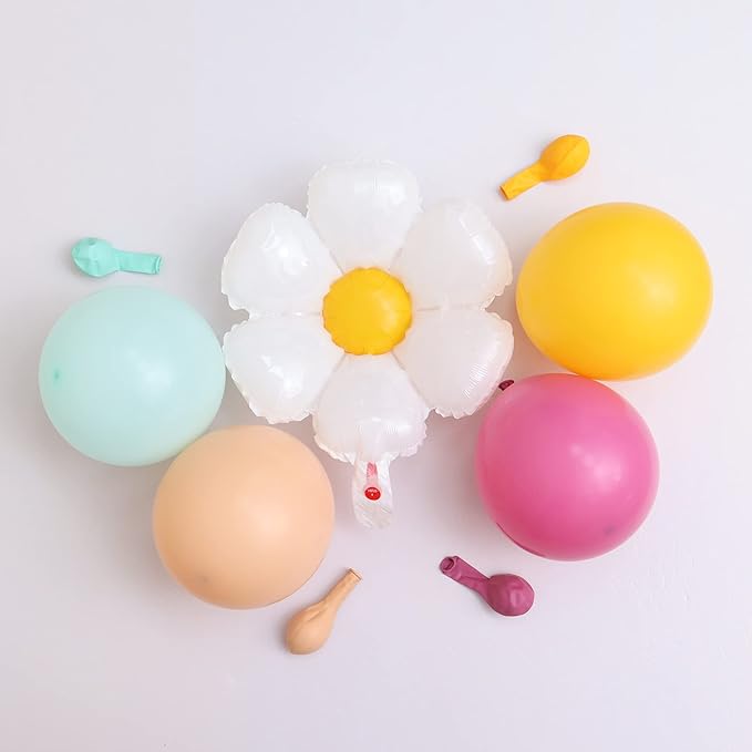 Daisy Balloon Garland Arch Kit Balloon Combination for Groovy Theme Party Birthday Baby Shower Wedding Celebration (Pink)