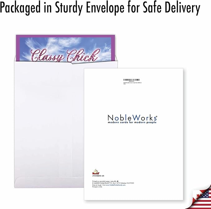 NobleWorks Jumbo Funny Birthday Greeting Card From Us 8.5 x 11 Inch with Envelope (1 Pack) Large Jumbo Bday Classy Chick J7230BDG-US