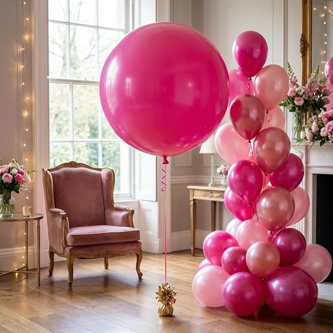 KALOR Dusty Pink Giant Balloons 36 Inch Large Latex Balloons, 4 Pack Jumbo Round Helium Balloon for Birthday Bridal Shower Wedding Baby Shower Party Decorations