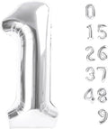 Number Balloons 1, 40 Inch One Balloons for 1st Birthday Girl Boy 1 11 21 Party Decorations Baby Shower Photo Shoot, Silver 1 Balloon