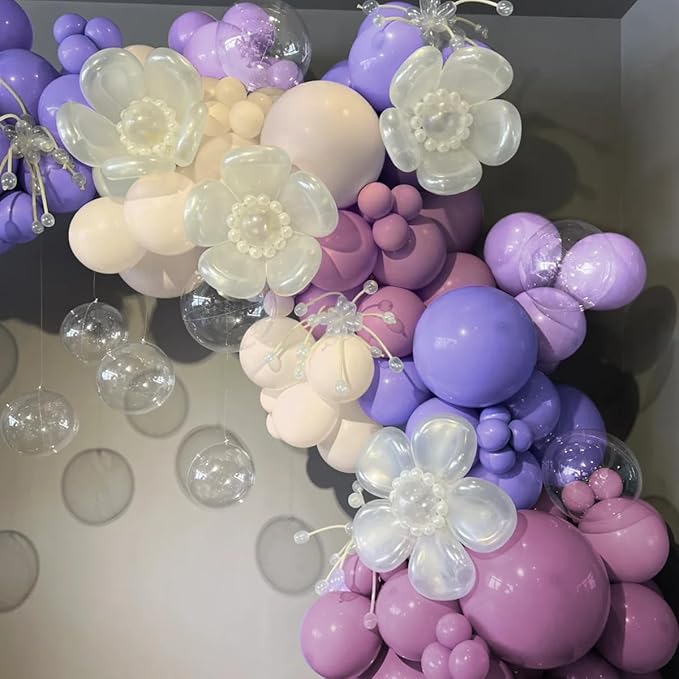 Boho Dusty Purple and Pastel Orange Balloon Garland Arch Kit, 160Pcs Purple Lavender Pastel Purple Balloons for Gender Reveal Wedding Birthday Bridal Baby Shower Bachelor Party Decorations