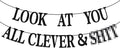 Black Glitter Look At You All Clever & Sh*t Banner, Class of 2026/Congrats 2026 Grad/Done & Congratulations, 2026 Graduation Party Decorations