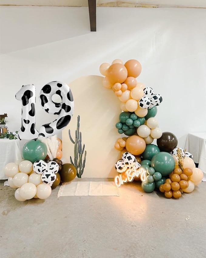 40 Inch Big Cow Print 9 Balloon Number, Jumbo Giant Happy 9th 19 29 39 49 99 Birthday Party Decorations, Large Nine Mylar Foil Anniversary Birthday Party Engagement Decorations