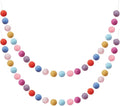 Boao 2 Pieces Wool Felt Ball Garland Colorful Pom Pom Garland Handmade 6.5 Feet Long 24 Balls Felt Banner for Wall Christmas Tree Decoration (Lovely Colors)