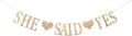 Champagne Gold Glittery She Said Yes Banner - Bridal Shower, Wedding, Engagement, Bachelorette Party Decorations Supplies