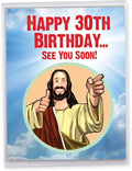 NobleWorks - 30th Funny Birthday Greeting Card (8.5 x 11 Inch) - 30 Years Old, Big Milestone Birthday Humor Card from Group - See You Soon 30 J7235MBG