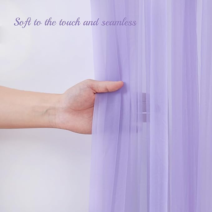 20x10ft Purple Tulle Backdrop Curtain with Lights String for Parites, Sheer Backdrop Curtains for Wedding Baby Shower Birthday Party Photo Shoot Decorations