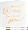 2026 Retirement Guest Book with 2 Markers 8.7'' Square Hardcover Blank Guest Photo Signing Memory Book Happy Retirement Gift Party Supplies for Women Men Teacher Grad Decor(White,Cute)