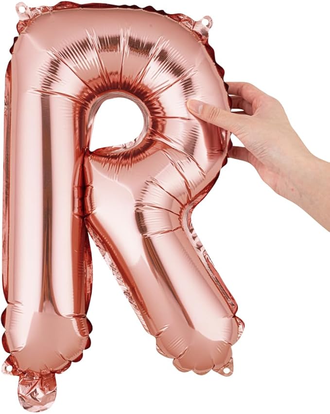 Restaurantware-Balloonify 16 Inch Letter Balloon, 1 Alphabet Party Balloon - Letter R, Self-Sealing, Rose Gold Foil Mylar Finish, Hanging Loop, Decoration For Birthday, Wedding, Or Graduation
