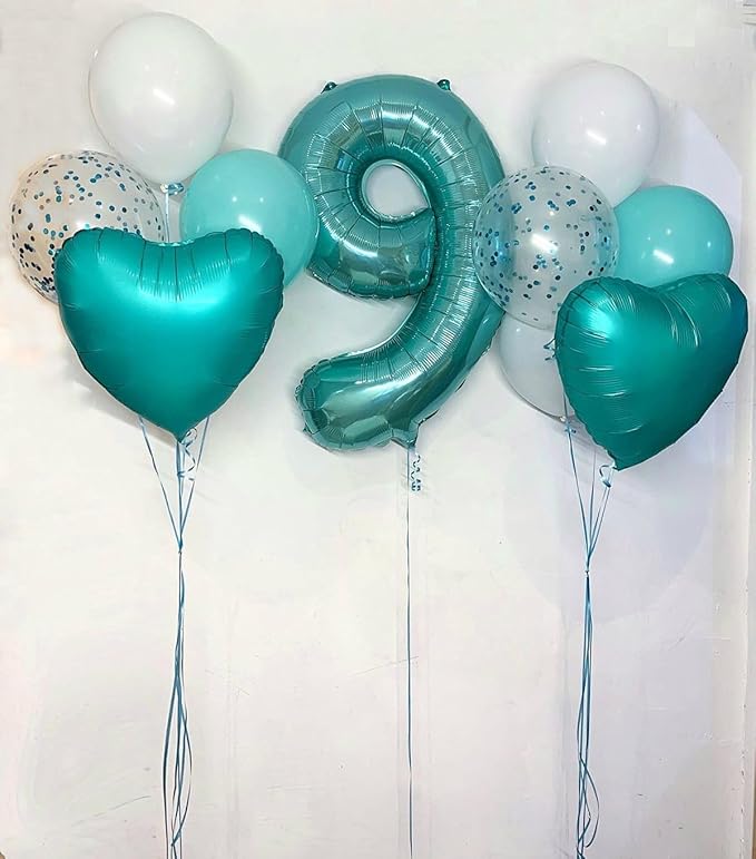 40 Inch Number Balloons, Blue-Green Balloons for Birthday Party Decoration, Foil Number 0 Ballon for 0, 10, 20, 100, 2026 Celebration, Birthday, Baby Shower, Anniversary Decor