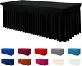 Smiry Spandex Tablecloth, Elastic Fitted Stretch Tablecloth for 8FT Rectangle Tables, Waterproof Washable Table Cover Skirt for Outdoor, Wedding, Banquet & Parties (Black, 96Lx36Wx30H Inch)
