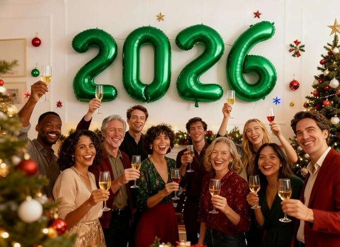 40 Inch Dark Green Balloons 2026, New Years Eve Decorations Foil Balloons 2026 Set, Green Class of 2026 Balloons Party Supplies